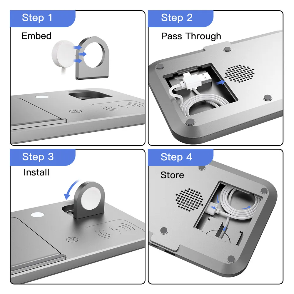 

5 In1Qi Wireless Charger For IPhones Charging Stand Holder For Phone Station Watch Airpods IWatch Induction Wireless Chargers