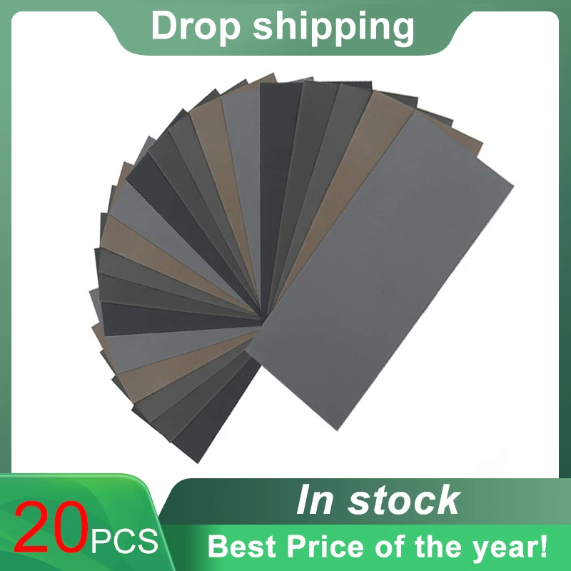 

20Pcs Wet Dry Sandpaper, High Grit 1000/2000/3000/5000/7000 Sandpaper Sheets Assortment For Wood Metal Polishing Automotive Sand