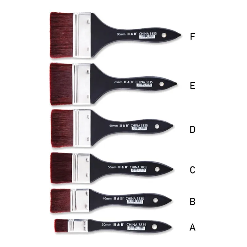 

Flat Paint Brushes 20-80MM Different Shapes with Wood Handles Nylon Bristles for Oil Watercolor Rock Painting For Kids Adults