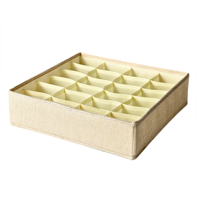 

24 Grids Underwear Storage Box Imitation Linen Drawer Organizer Underwear Socks Organizer Box