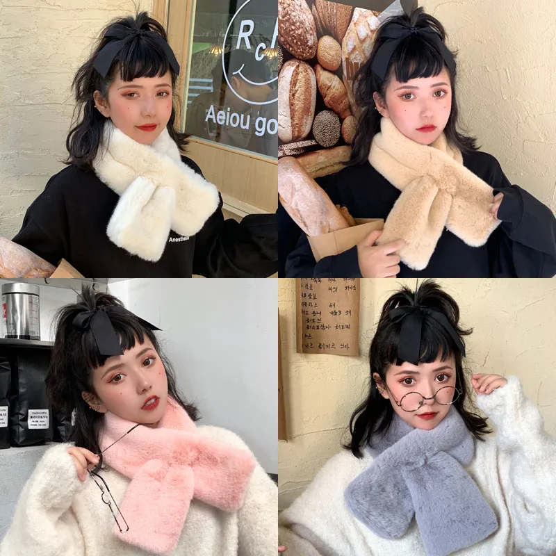 

Plush scarf female student Korean new Collar winter style thickened warmth Warm Wrap around neck Fashionable hot girl comfort