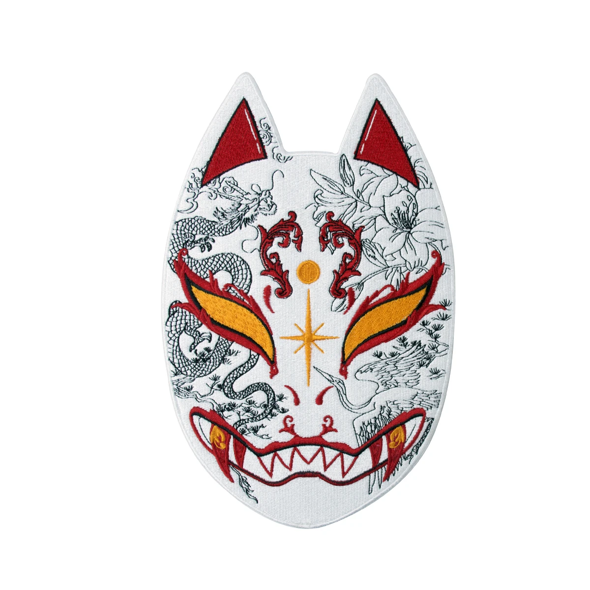 Японский лиса маска кицунэ заплаты вышивки модные роялти Devil аниме значок