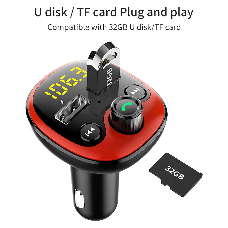 Bluetooth 5 0 FM передатчик свободные руки ресивер MP3 плеер 2.1A u-диск tf-карта двойной USB