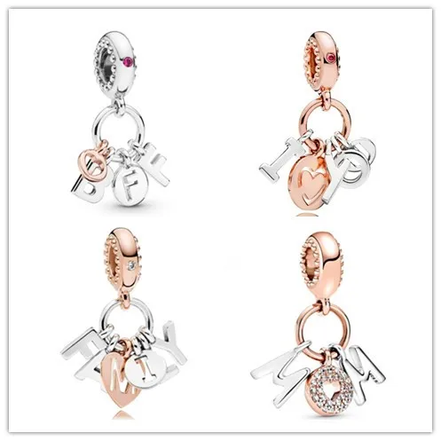 

Authentic 925 Sterling Silver Charm Rose Gold Perfect Family Pendant Beads Fit Women Pandora Bracelet & Necklace Diy Jewelry