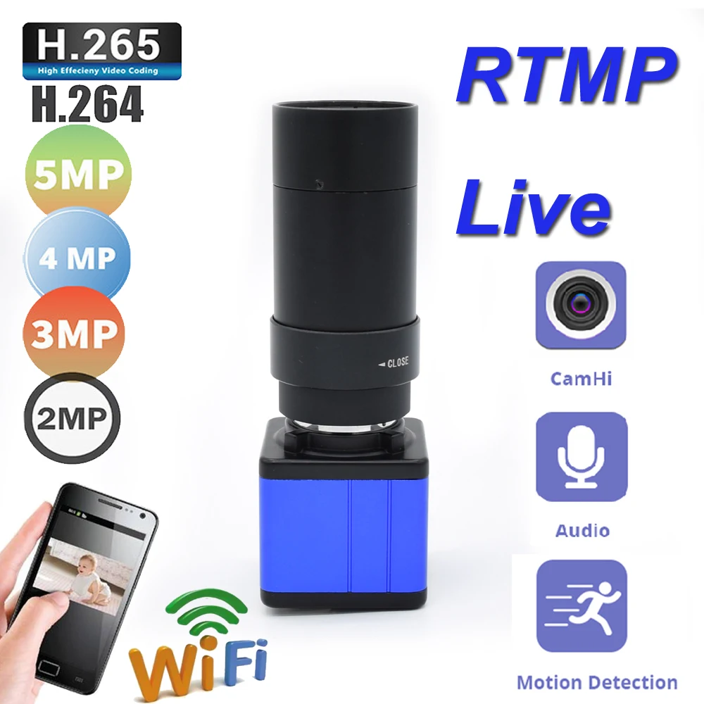 5 Мп 2 Wifi BOX Camera Push Video Stream RTMP Live RTSP SD Card FTP 1080P Аудио Поддержка YouTube | Безопасность и