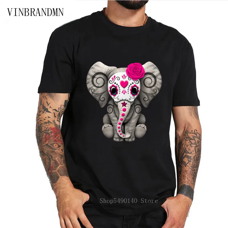 Футболка мужская в стиле Харадзюку милая рубашка с изображением слона забавная