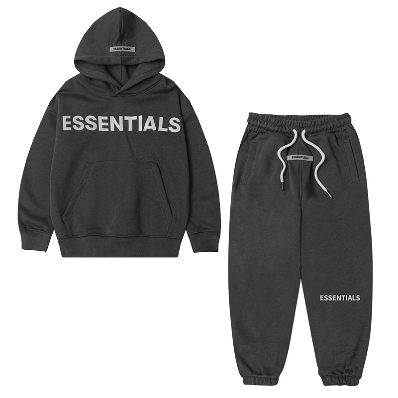 Sudadera con capucha para ni&ntilde;o y ni&ntilde;a, traje b&aacute;sico de algod&oacute;n reflectante de 3M, conjuntos de ropa para ni&ntilde;os, trajes activos de manga larga-3