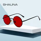 Мужские и женские круглые солнцезащитные очки SHAUNA, темно-зеленые темные очки с защитой UV400