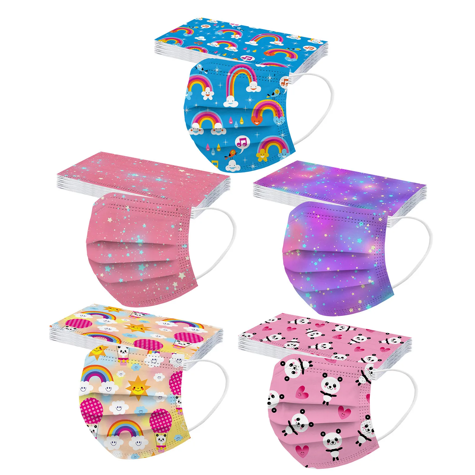Маска детская одноразовая Радужная 3 слоя 50 шт. | Красота и здоровье