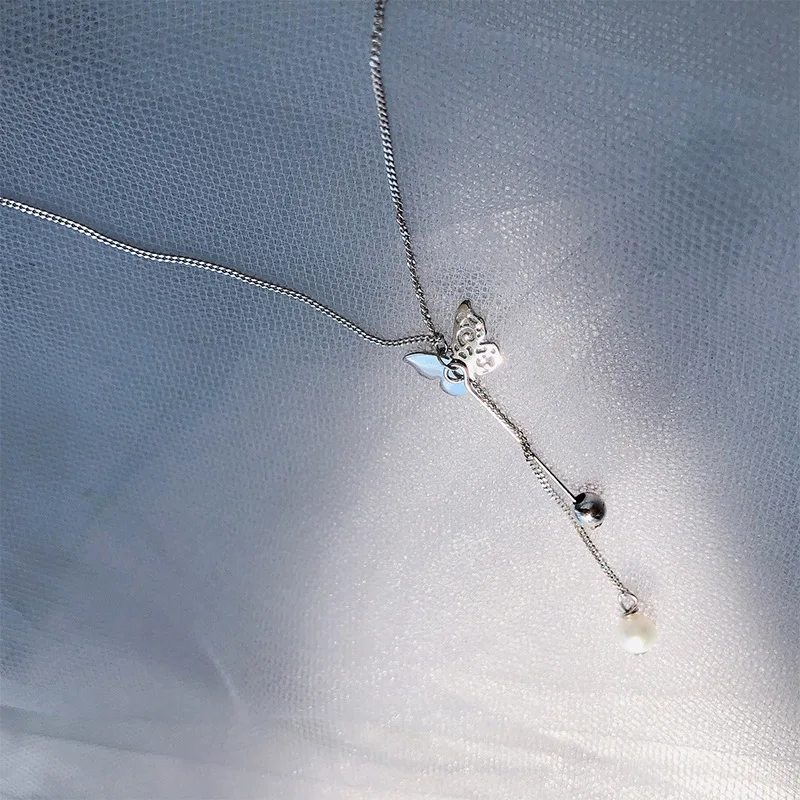 Ливи серебро Цвет циркония бабочка Жемчужное ожерелье для женщин Италина ригант