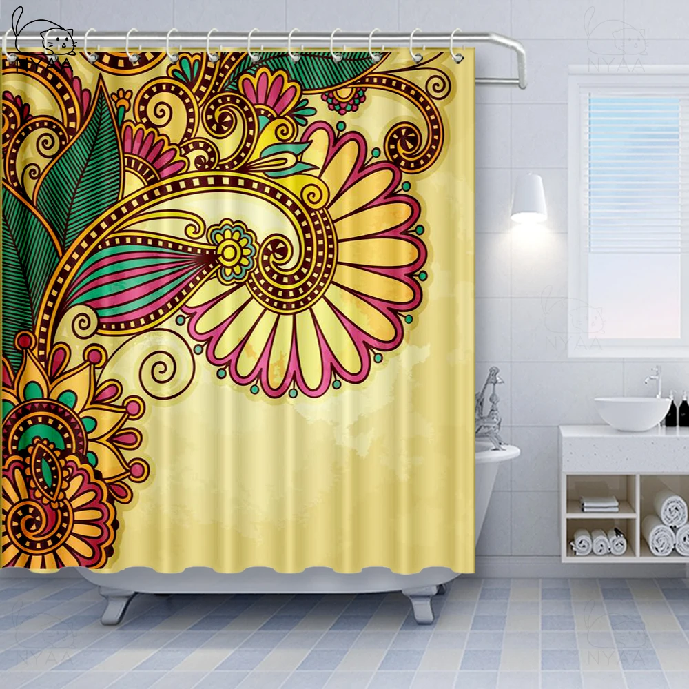 Занавеска для душа в богемном стиле с мандалой Геометрическая Водонепроницаемая