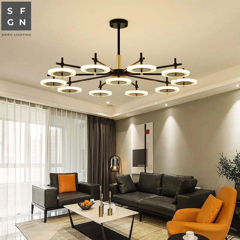 Современный люстра освещения светодиодные люстры потолочные светильники скандинавского стиля железные светильники для гостиной, столовой, спальни дома.