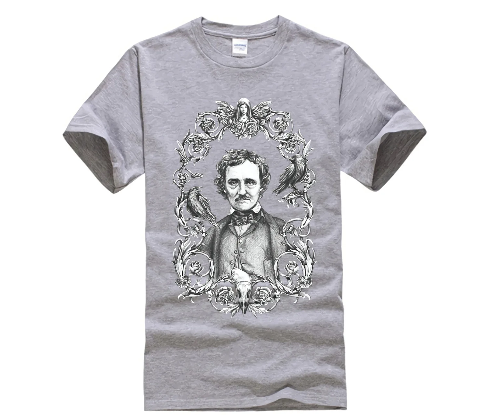 Мужская футболка с коротким рукавом Эдгара Аллана из хлопка вороном в стиле