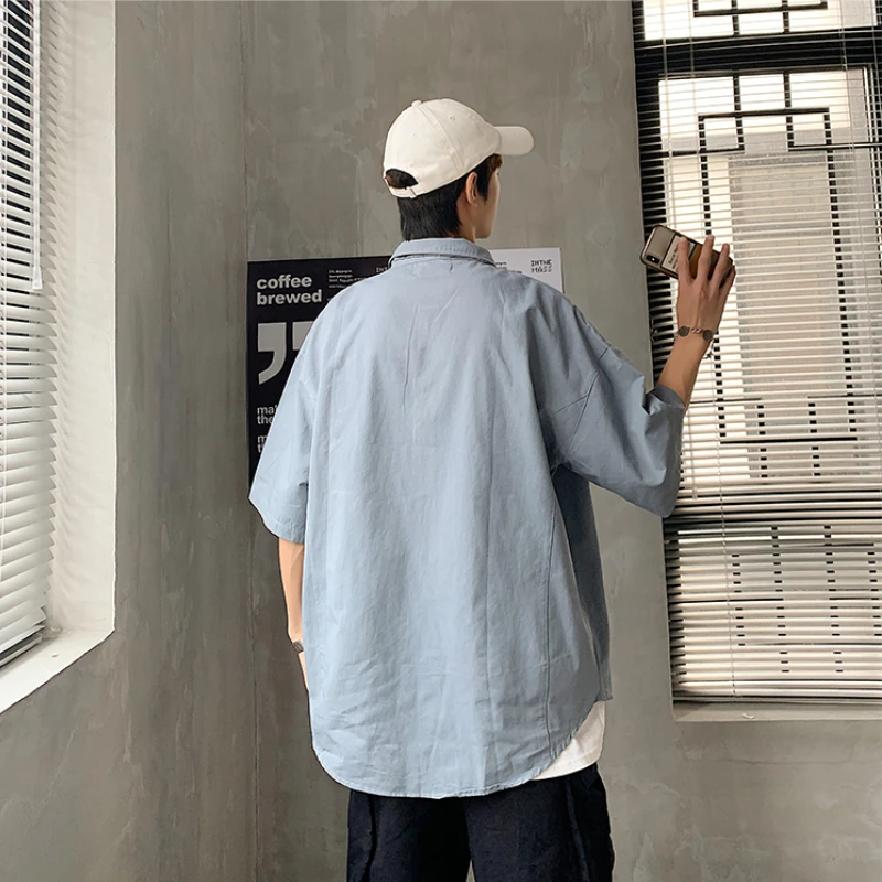 

Shirts Men Preppy Patchwork Letter Pattern Simple All-match Loose Safari Style Chic Korean Vintage Harajuku Casual Fashion Hip