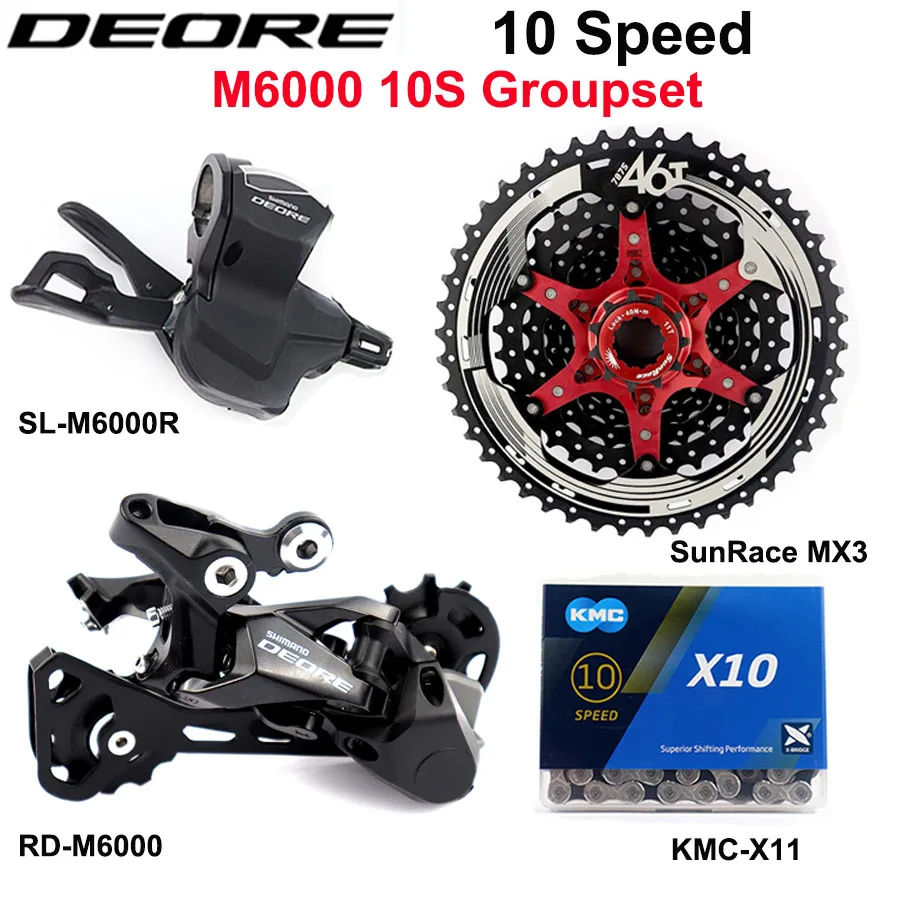 

Переключатель передач SHIMANO DEORE M6000, 10 скоростей, кассета SunRace M6000, задний переключатель передач M6000
