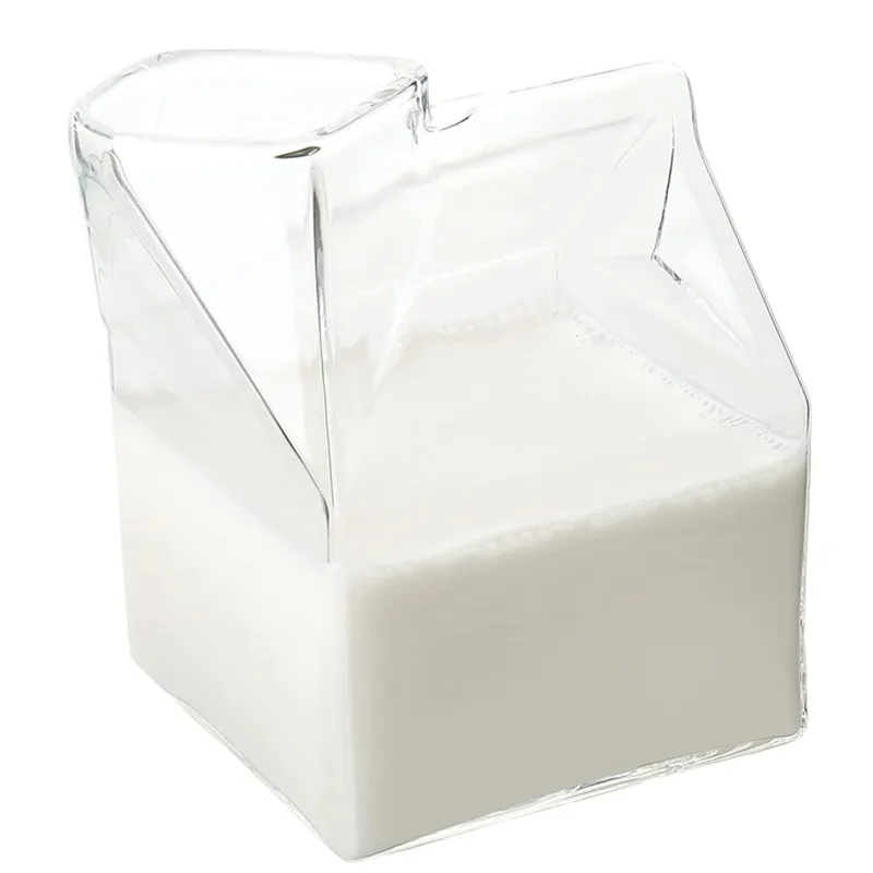 

Стеклянная картонная коробка для молока кавайная Эстетическая прозрачная чашка милый мини-контейнер для сливок маленькие картонные бутылки для молока форма сливочный кувшин