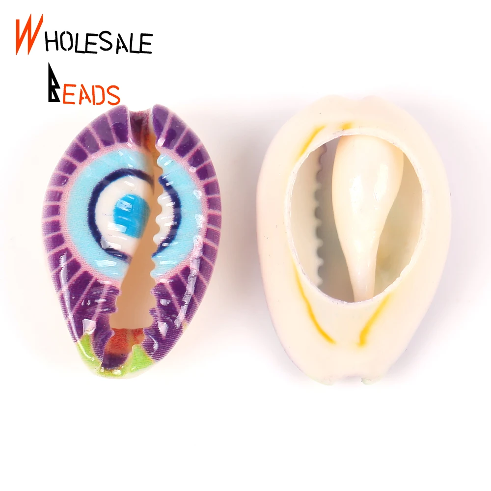 

10Pcs 10-20mm Natural Blue Eyes Purple Seashell Cowrie Conch Spacer Beads Beach DIY for Jewelry Making Sea Shell Bracelet