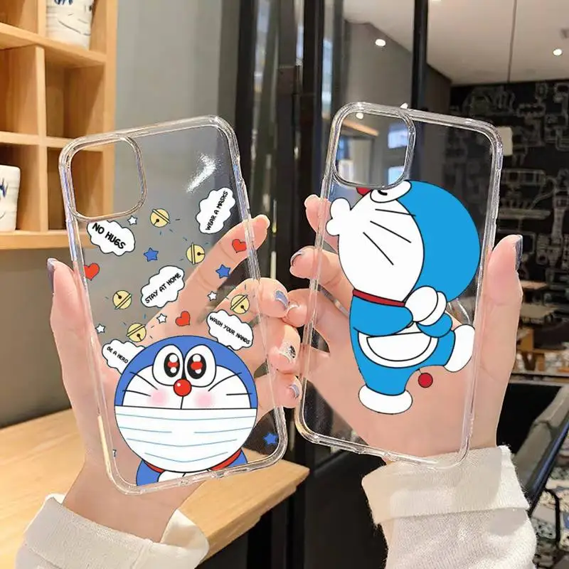 

Doraemon Cartoon robot Phone Case Transparent for iPhone 6 7 8 11 12 s mini pro X XS XR MAX Plus SE cover funda
