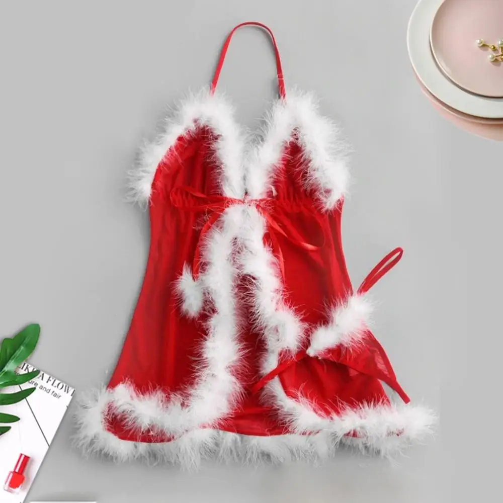 Рождественская сексуальная ночная рубашка размера плюс модное женское Красное