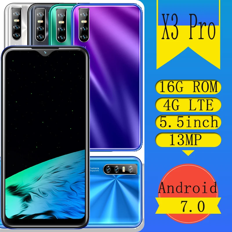 X3 Pro дешевый мобильный смартфон moviles не стоит android 3G RAM 16G ROM 13MP 4G LTE wifi