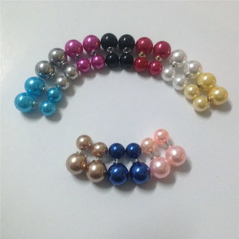 Высокое качество и высокий яркий жемчуг 17 цветов Двухсторонние серьги гвоздики