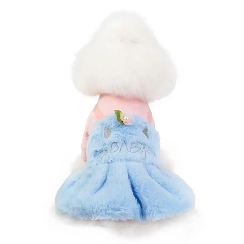 Милая зимняя одежда для собак платье теплое хлопковое пальто щенков и кошек юбка