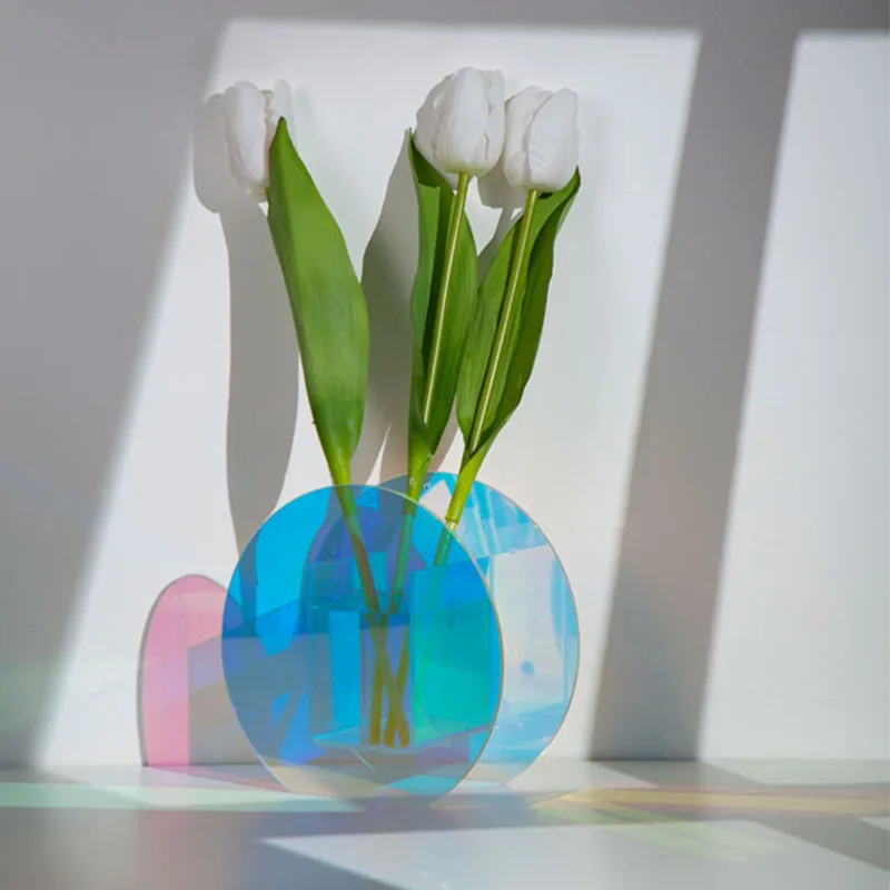 

Lovely Transparent Acrylic Vases Flower Floral Container Creative Design Wedding Party Decorative Centerpieces Home Office Decor