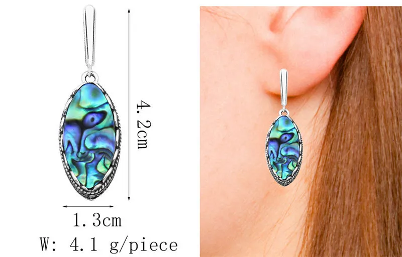 Глаз Форма кулон В виде ракушки Серьги для Для женщин Винтаж Античная Посеребренная Double Слои Модные украшения