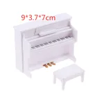 Деревянное пианино 1:12 с табуретом, игрушки для игр, аксессуары, Миниатюрный белый изысканный кукольный домик, 1 комплект