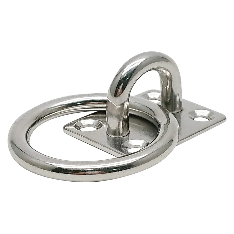 

4 Pcs M6 304 Stainless Steel Ceiling Hook Pad Eye Plate with Ring Marine Hardware Staple Hook Loop Screws Mount
