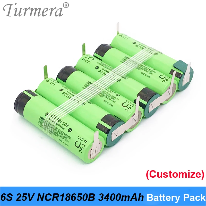 

6s 21.6v battery 18650 pack ncr18650b 3400mah 21.6v 25.2v soldering battery for screwdriver vacuum cleaner customized battery