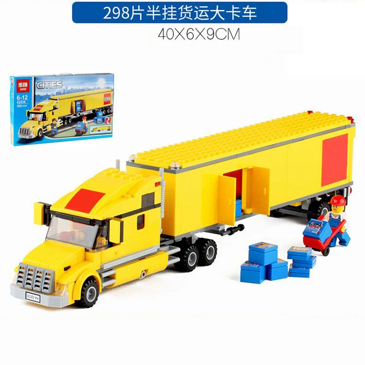 02036 для legoelys City Technic желтая модель грузовика транспортировки сборные Детские