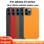 Оригинальный Магнитный кожаный чехол для Apple iPhone 11 12 13 Pro Max Mini, Официальный роскошный чехол для телефона с беспроводным зарядным устройством