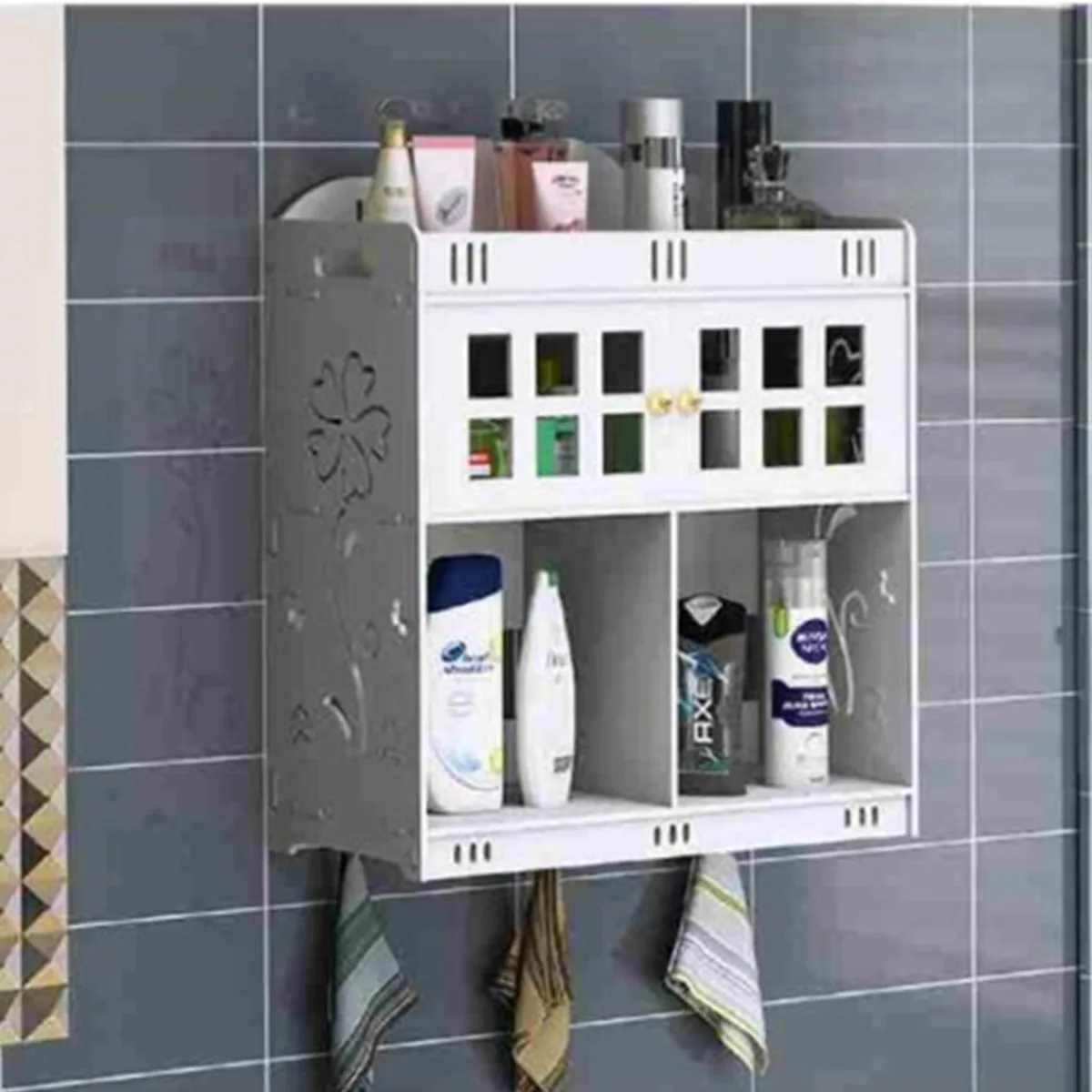 

Bathroom Cabinet 40x18x46.5cm Wall Mounted Bathroom Toilet Furniture Cabinet Wood-Plastic Cupboard Shelf Cosmetic Storage Rack