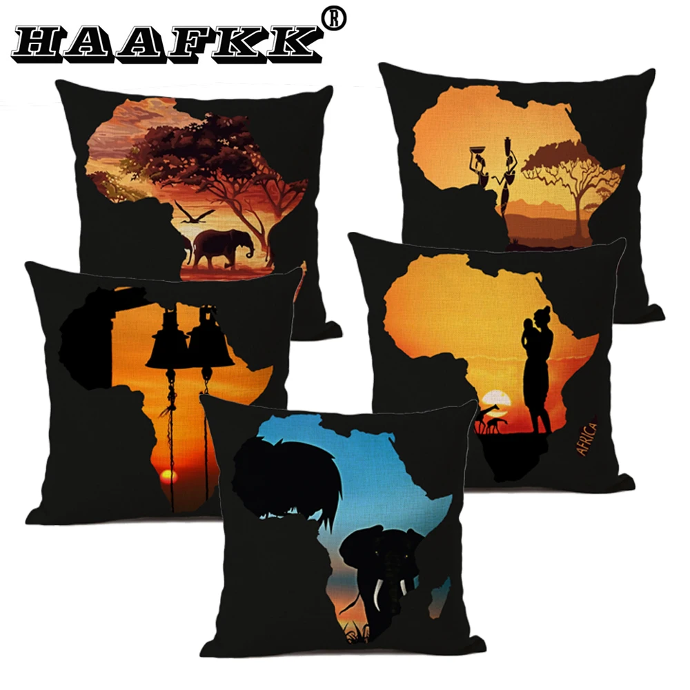Геометрический жираф Африканский пейзаж креативные наволочки офис гостиная с