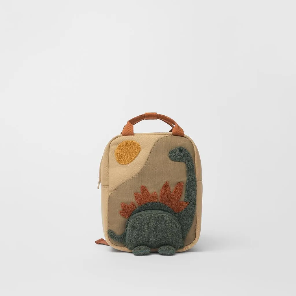 Фото Симпатичный холщовый рюкзак с динозавром Детские дизайнерские брендовые