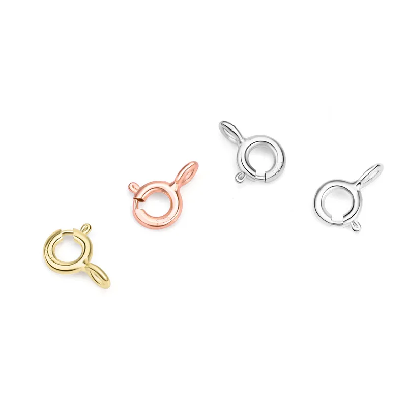 6pcs 925 Sterling Silver Color Round Claw Spring Clasps Hooks For Bracelet Necklace Connectors DIY Jewelry Making