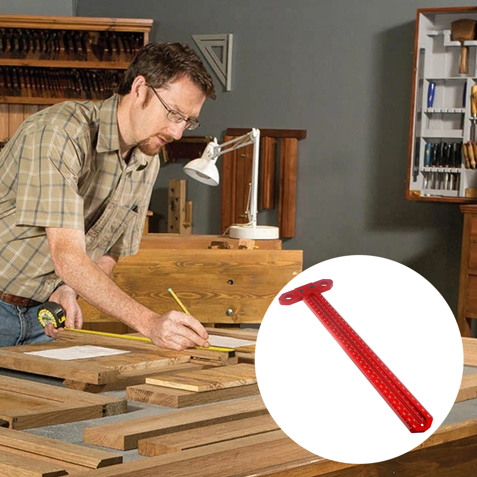 300mm Woodworking Scribe T-type Ruler Scribing Aluminum Alloy Line Drawing Marking Gauge For Measuring Tools | Инструменты