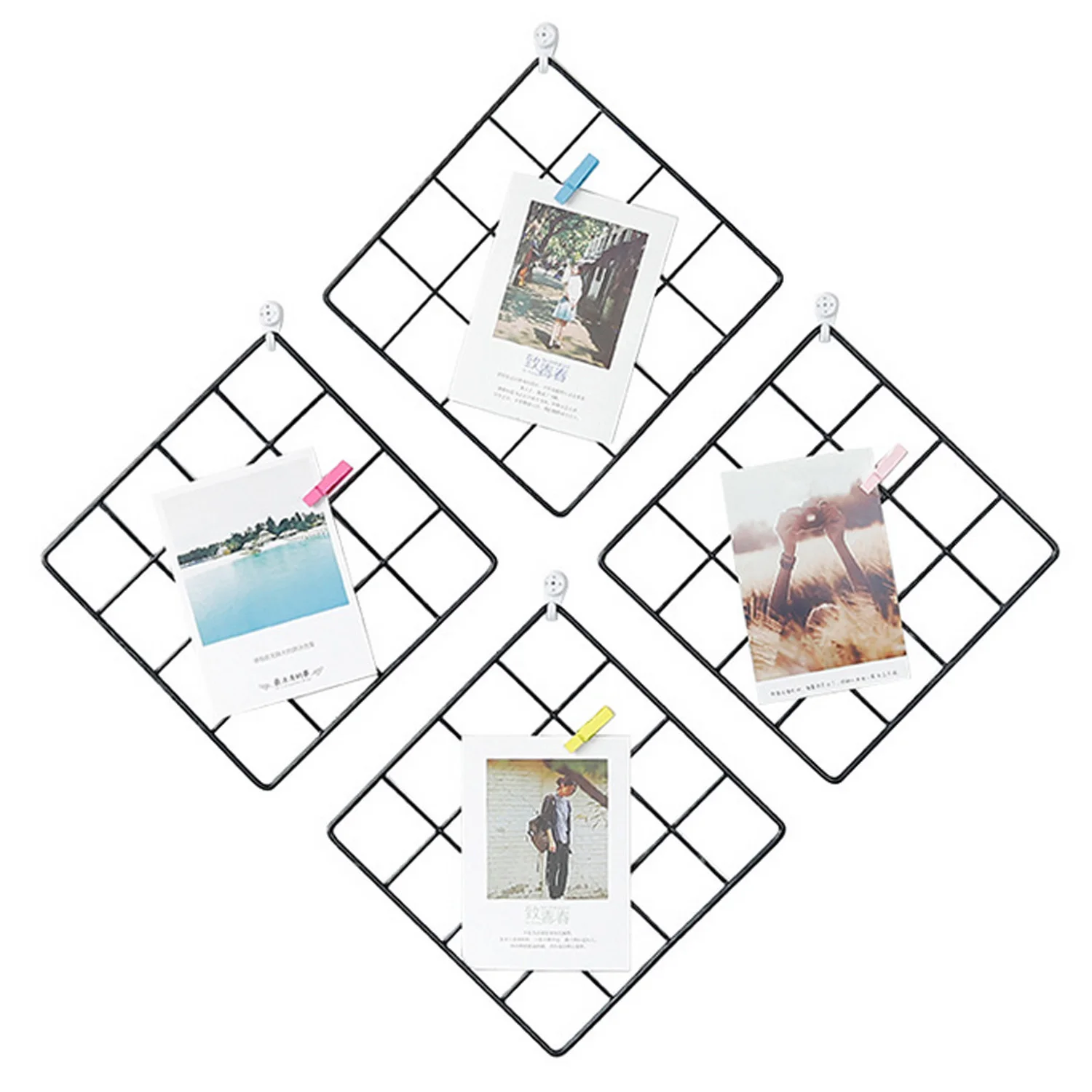 2 шт. элегантная квадратная железная металлическая сетчатая фоторамка настенная