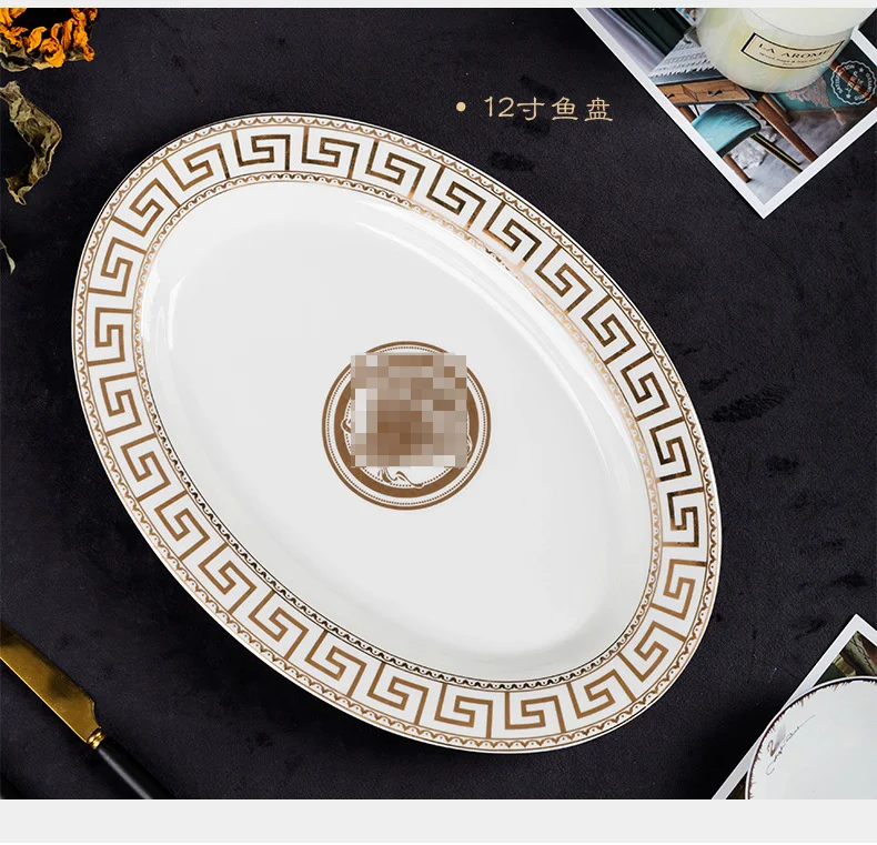 

Bone china tableware 60 head bowls and dishes set Jingdezhen high grade luxury ceramic tableware