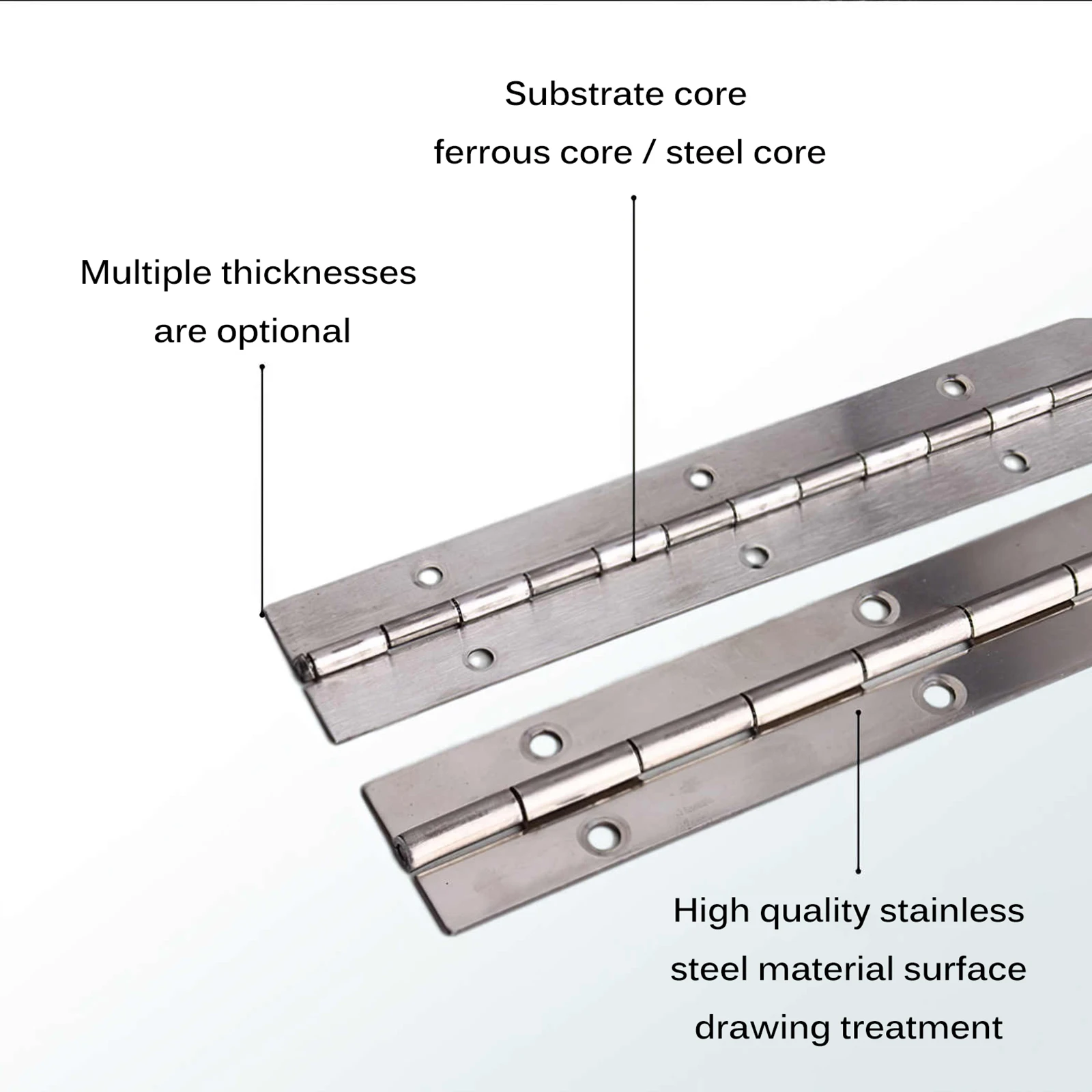 

1Pcs Stainless Steel Long Hinge Cabinet Doors Windows Heavy Duty Hinge Wooden Box Continuous Hinge for Home Bedroom