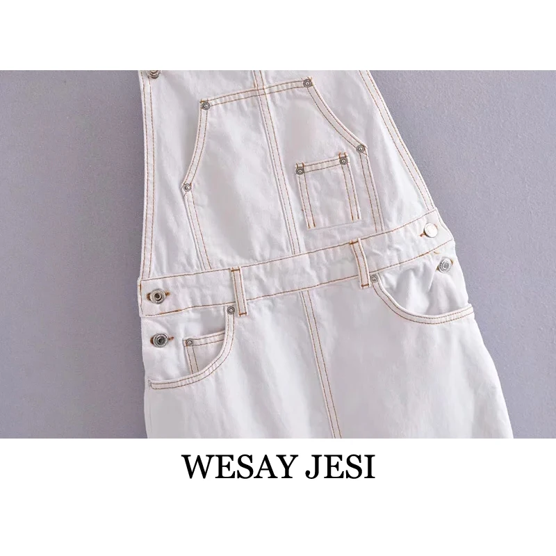 

WESAY JESI 2021 Summer New Style Ladies Fashion Half-length Skirt Denim Strap Long Skirt Casual Retro Daily Female Short Skirt