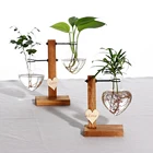 Стеклянная пробирка в скандинавском стиле, ваза, деревянная подставка, стеклянная ваза, романтический держатель для гидропонных растений, фотодекор