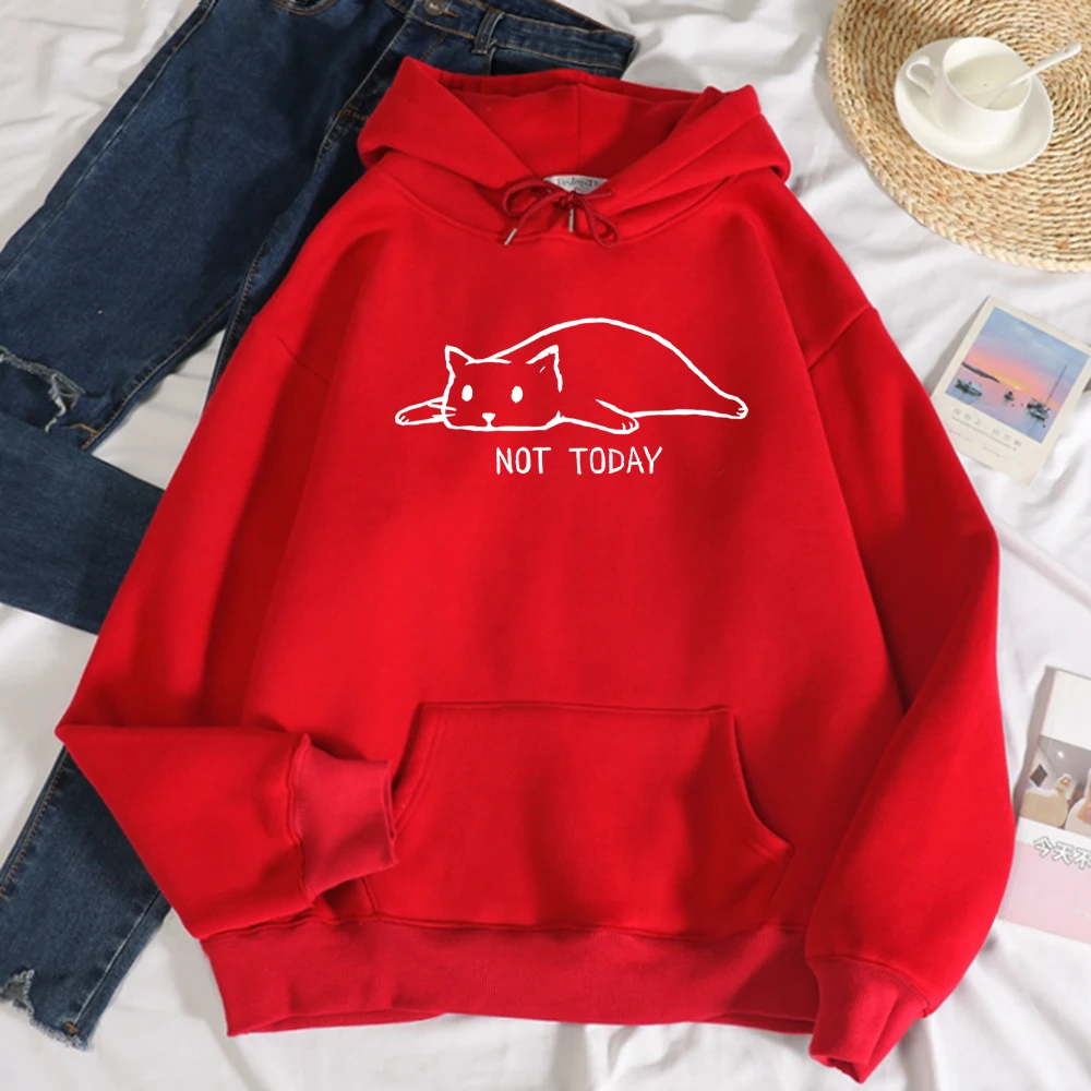 

Худи женское флисовое оверсайз с принтом ленивого кота и круглым вырезом