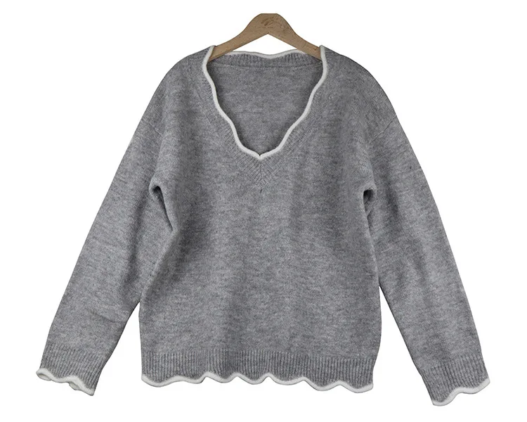 Свободный женский свитер размера плюс высококачественный вязаный пуловер