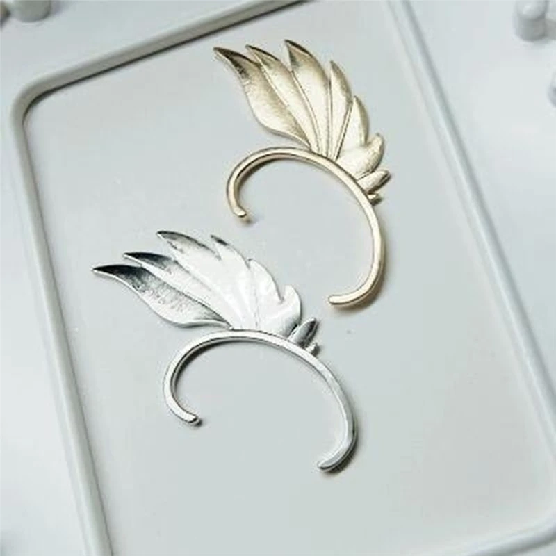 

Hot Fashion Single Girl Ear Cuff Earrings 1PC Angel Feather Golden Ear Clips For Women Left Ear Punk Ear Clip Jewelry Gift