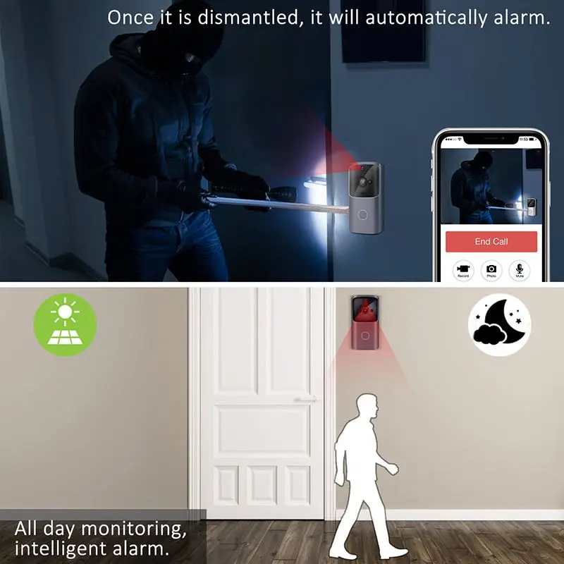1080P Smart WiFi видео дверной звонок камера визуальный домофон ночного видения IP