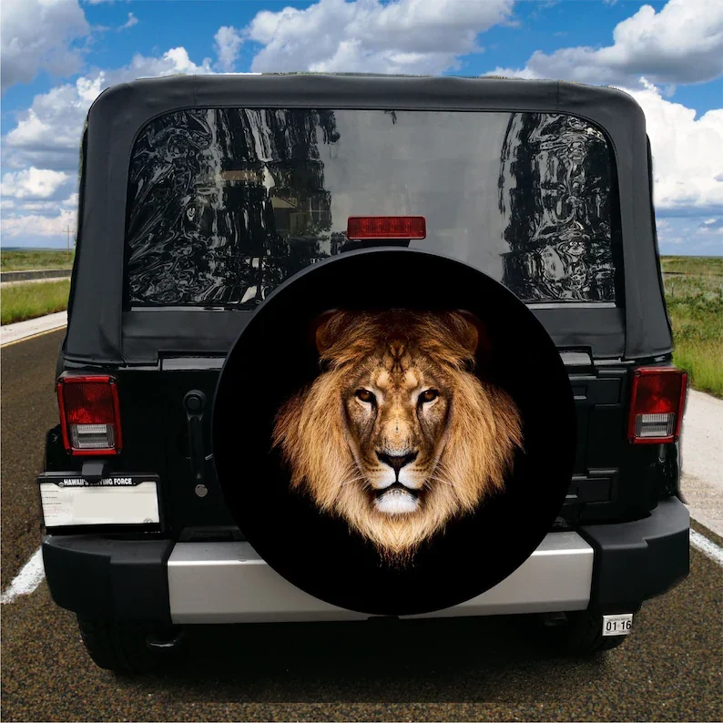 

Lion Head Spare Tire Cover fit to exact tire size Jeep Camper RV Motor home Trailer/Option for backup camera in menu