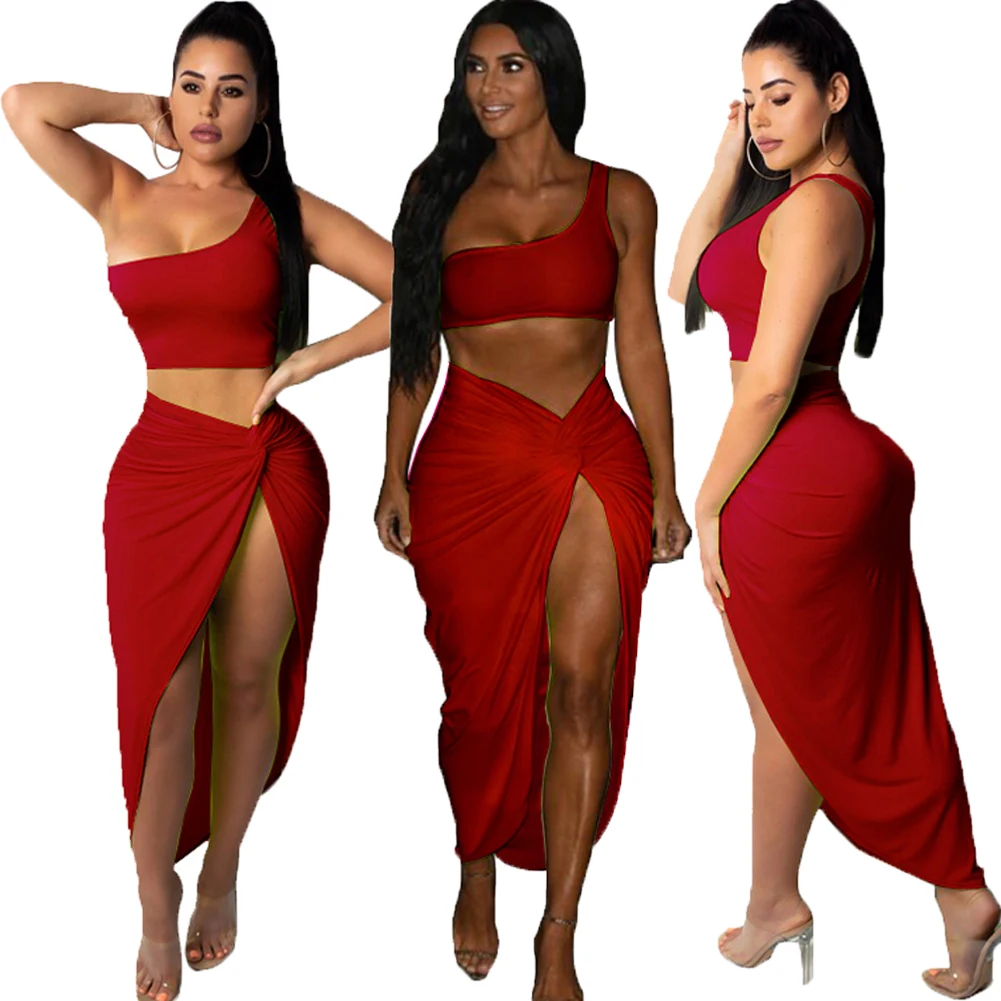 Сексуальный женский комплект из 2 предметов S-XXL размера плюс топ на одно плечо +