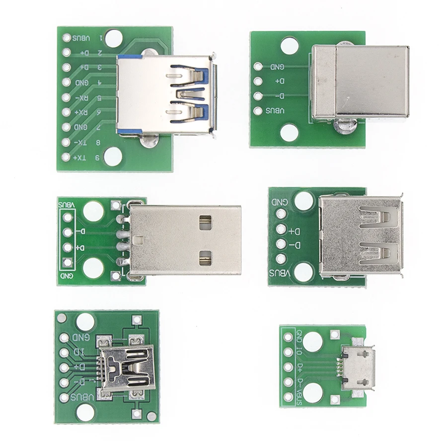 10PCS USB Male Connector / MINI MICRO to DIP Adapter 2.54mm 5pin Female B Type USB2.0 PCB Converter USB-01 | Электронные